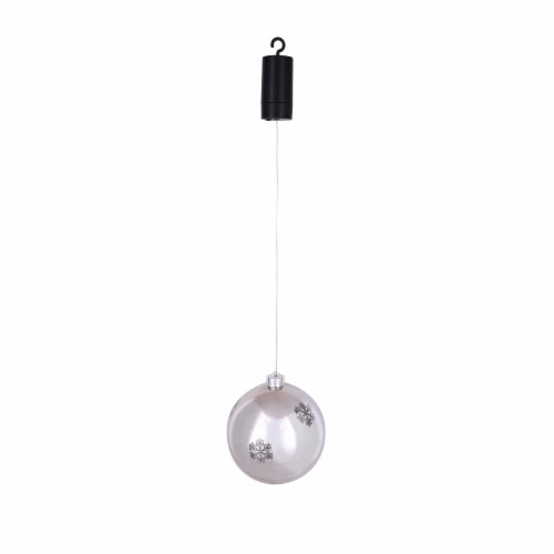 Holiday Home 6in LED Shatterproof Christmas Ornament Snowflake Silver Perspective: front