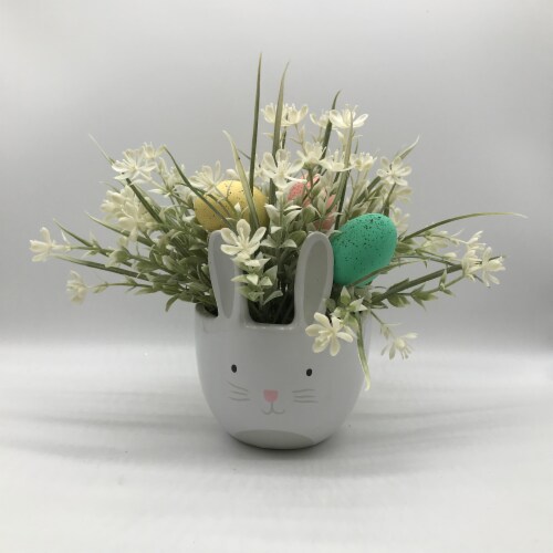 Holiday Home Floral Bunny Pot Perspective: front
