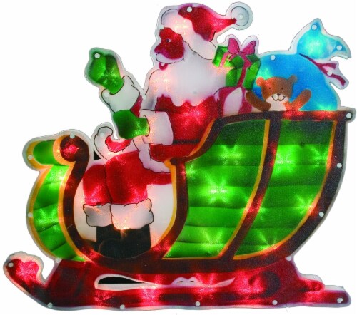 Holiday Home Santa On Sleigh Double Sided Glazed Illumination Lights Perspective: front