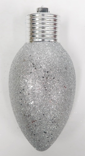 Holiday Home Outdoor Shatterproof Christmas Ornament Glitter Bulb - Silver Perspective: front