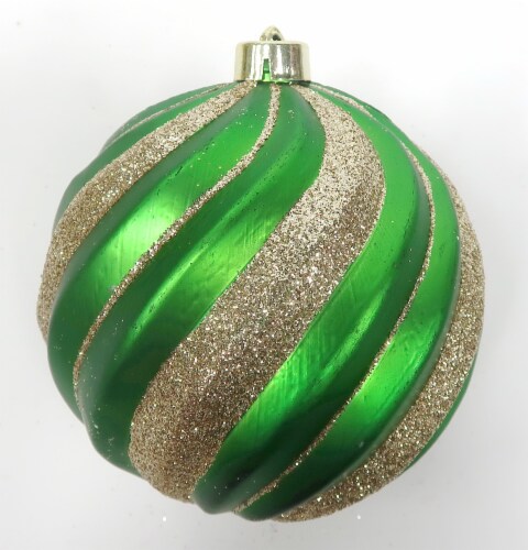 Holiday Home Outdoor Shatterproof Christmas Ornament Swirl - Green/Gold Perspective: front
