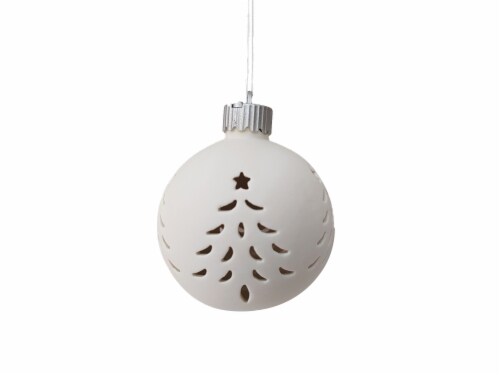 Holiday Home™ Lighted Ceramic Christmas Ornament with Christmas Trees Perspective: front