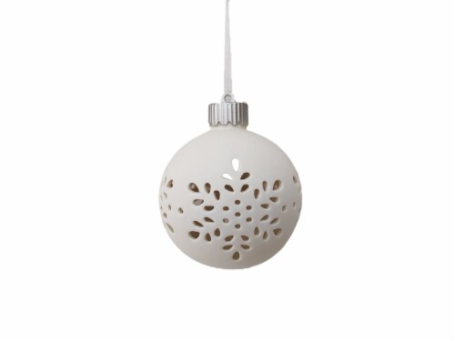 Holiday Home™ Lighted Ceramic Christmas Ornament with Snowflakes Perspective: front