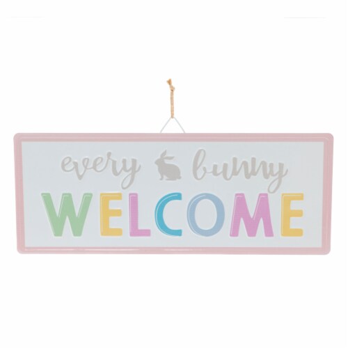 Holiday Home Every Bunny Welcome Sign Perspective: front