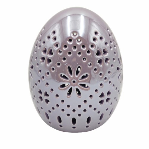 Holiday Home Purple LED Ceramic Egg Perspective: front