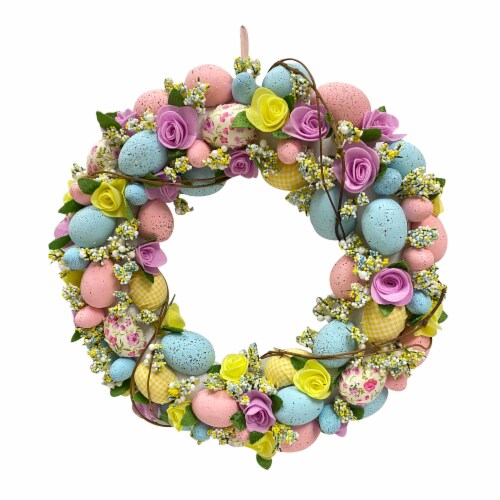 Holiday Home Easter Egg Wreath Perspective: front