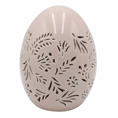 Holiday Home Pink LED Ceramic Egg Decoration Perspective: front