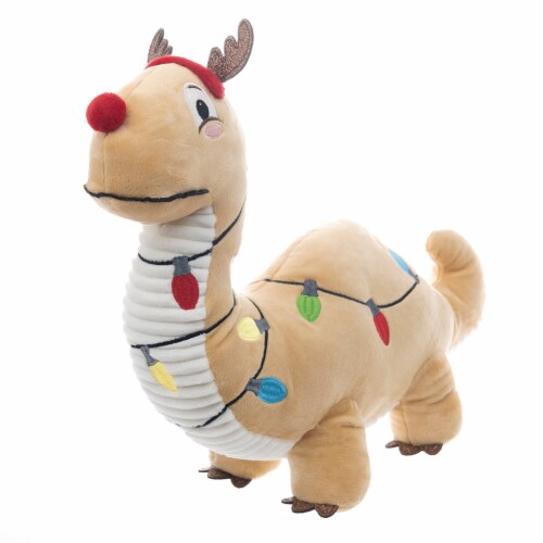 Holiday Home™ Christmas Plush - Holiday Dino with Lights Perspective: front
