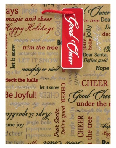 Holiday Home Faux Kraft Good Cheer Gift Bag Perspective: front