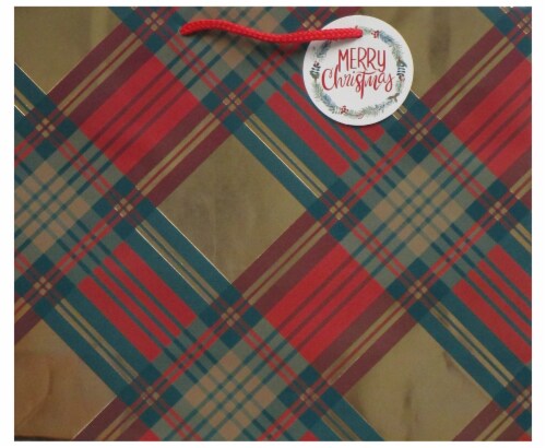 Holiday Home Twas a Tartan Gift Bag Perspective: front