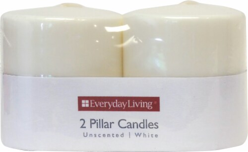 Everyday Living® Over-Dipped Unscented Pillar Candles - White Perspective: front
