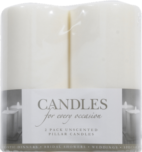 Everyday Living Unscented Pillar Candles - White Perspective: front