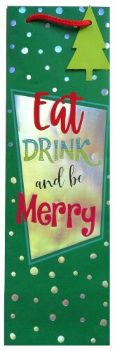 Holiday Home Eat Drink and Be Merry WIne Bag Perspective: front