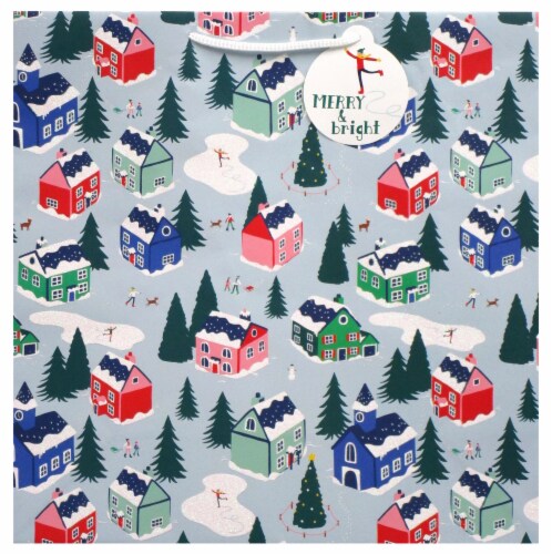 Holiday Home Winter Houses Jumbo Gift Bag Perspective: front