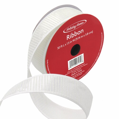 Holiday Home White Glitter Wire Ribbon Perspective: front