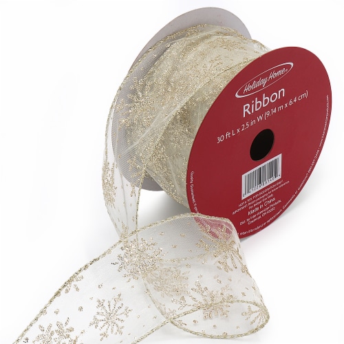 Holiday Home Gold Glitter Ribbon - 1 Count Perspective: front