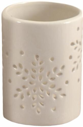 HD Designs® Holiday Ceramic Snowflake Candle Holder - Cream Perspective: front