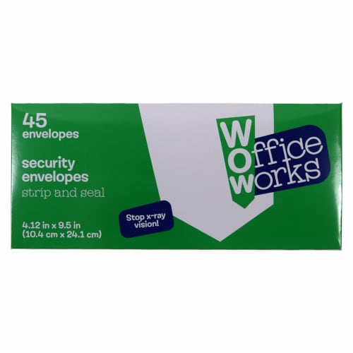 Office Works® Strip and Seal Security Envelopes - White Perspective: front