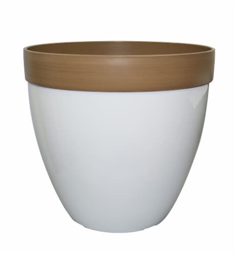 The Joy of Gardening Engrained Planter - White Perspective: front