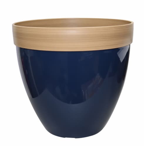 The Joy of Gardening Engrained Planter - Blue Perspective: front