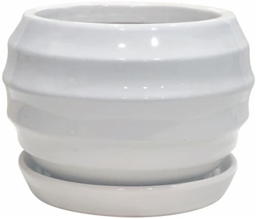 The Joy of Gardening Lantern Bevel Planter - White Perspective: front