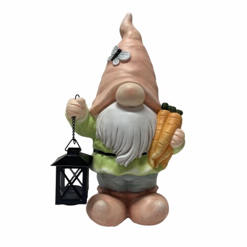 Holiday Home Gnome with Lantern Decor Perspective: front