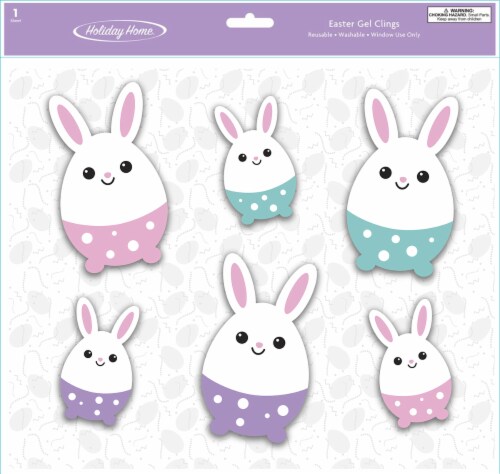 Holiday Home® Egg Bunnies Easter Gel Clings Perspective: front