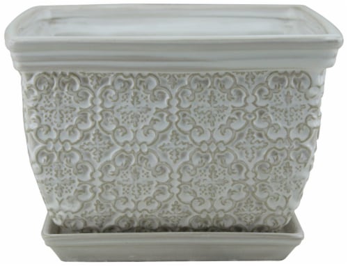 The Joy of Gardening Mediterranean Planter - White Perspective: front