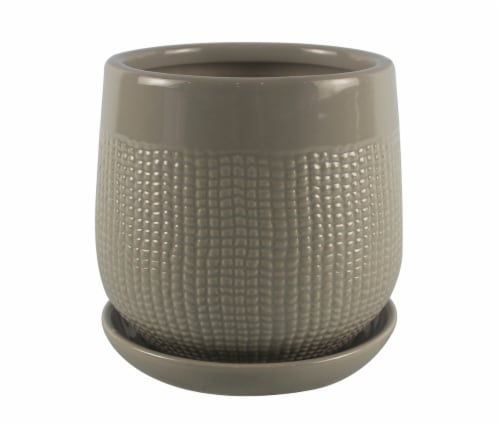 The Joy of Gardening Basketry Planter - Khaki Perspective: front