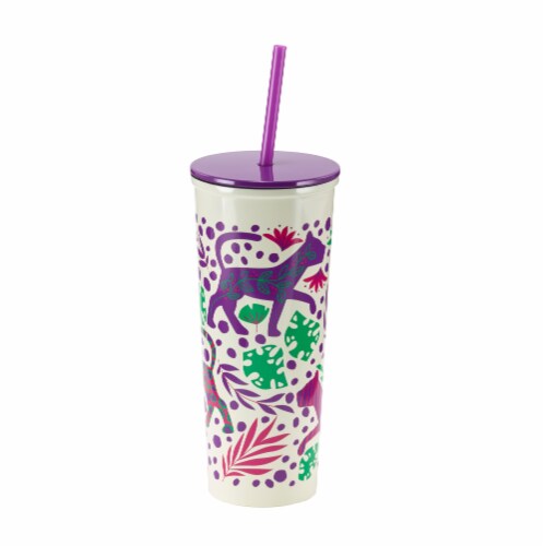 HD Designs Outdoors Stainless Steel Tumbler with Straw - Cheetah Perspective: front