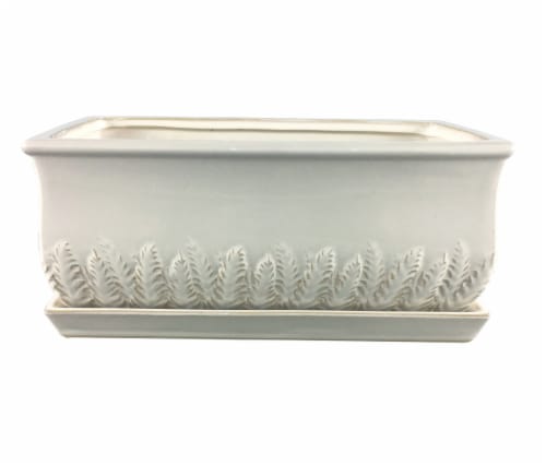 The Joy of Gardening Fern Rectangular Planter - Cream Perspective: front