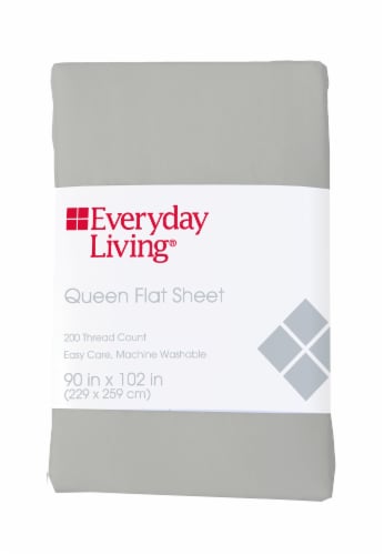 Everyday Living Cotton/Polyester 200 Thread Count Flat Sheet - Quiet Gray Perspective: front
