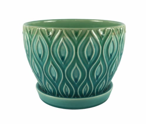 The Joy of Gardening Featherlinx Planter - Turquoise Perspective: front