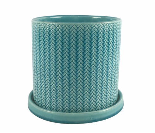 The Joy of Gardening Fishscale Planter - Turquoise Perspective: front