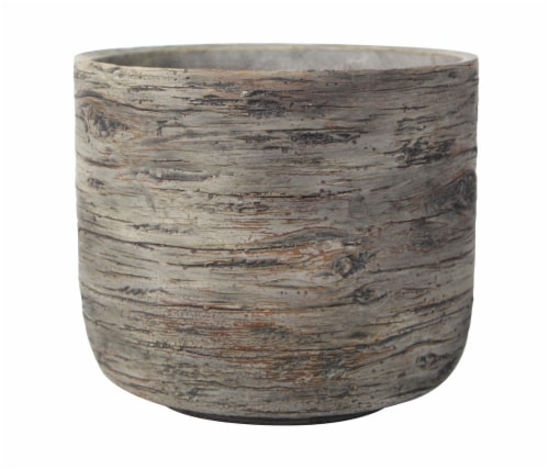The Joy of Gardening Rustic Wood Cylinder Planter Perspective: front