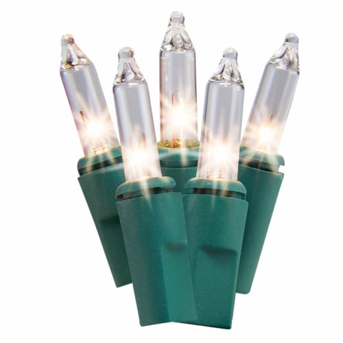 Holiday Home Indoor Outdoor Clear Incandescent Mini Christmas Lights - Green Wire Perspective: front