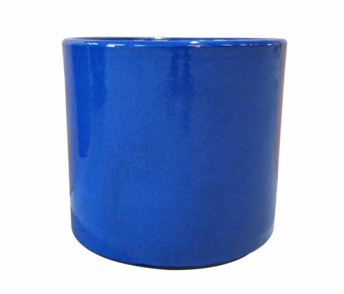 The Joy of Gardening Cylinder Planter - Blue Perspective: front