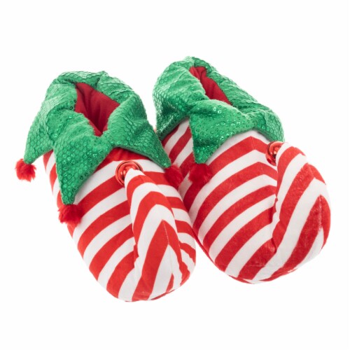 Holiday Home Stripe Holiday Elf Slippers Red White 1 ct Smith s Food and Drug