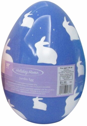 Holiday Home® Jumbo Bunny Print Easter Egg - Robbia Blue Perspective: front