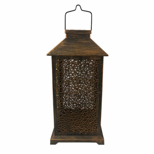 Holiday Home Small Tabletop Solar Lantern - Bronze Perspective: front