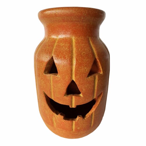 Holiday Home Halloween Large Happy Classic Jack Luminary Jar - Orange Perspective: front