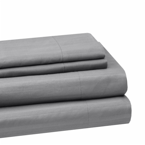 Everyday Living® Microfiber Striped Sheet Set - 4 Piece - Frost Gray Perspective: front