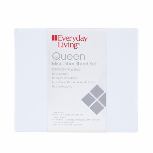 Everyday Living Microfiber Sheet Set - 4 Piece - Bright White Perspective: front