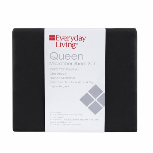 Everyday Living® Microfiber Sheet Set - 4 Piece - Jet Black Perspective: front