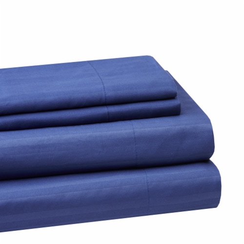 Everyday Living Microfiber Striped Sheet Set - Twilight Blue Perspective: front