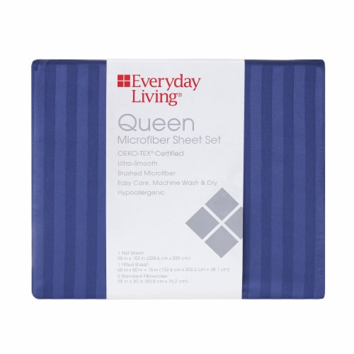 Everyday Living®  Microfiber Striped Sheet Set - Twilight Blue Perspective: front