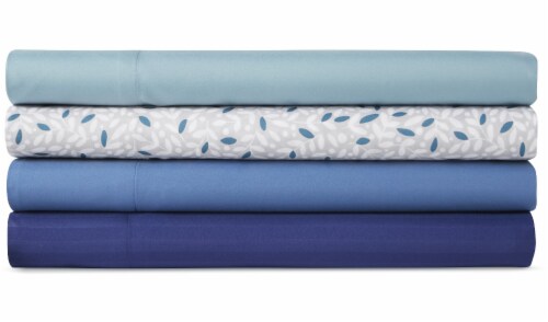Everyday Living Vines Print Microfiber Sheet Set – Blue Perspective: front