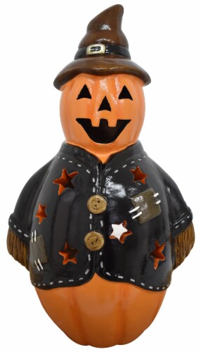 Earth Accents Pumpkin Scarecrow Luminary Figurine Perspective: front