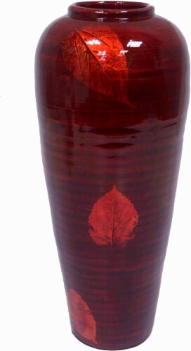 HD Designs Autumn Leaves Bamboo Vase - Burgundy Perspective: front