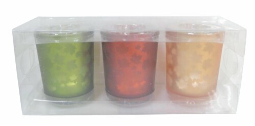 HD Designs Leaf Print Glass Candle Holder - 3 Piece Perspective: front